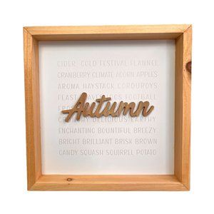 Decocrated Autumn Wood Sign Wooden Framed Board Wall Shelf Decor Fall NWT